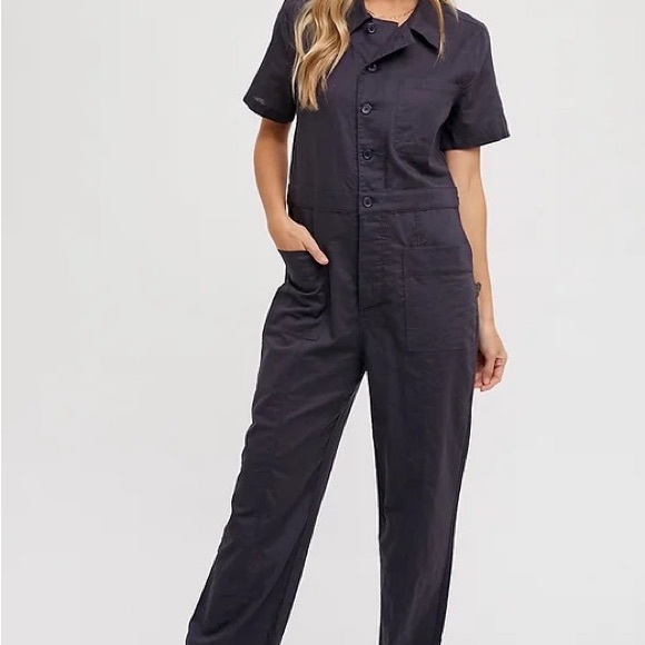 Grey jump suit button front y2k fashion street wear grunge one piece retro top - Picture 1 of 10